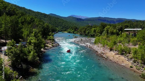 Rafting on Koprucay River at Oluk Bridge in Manavgat Antalya Turkey