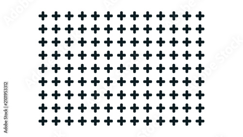 Obraz na płótnie Grid pattern of small black plus sign symbols arranged in neat rows and columns