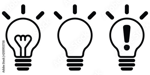Foto Set of lightbulb icons with different symbols for creative ideas and problem sol