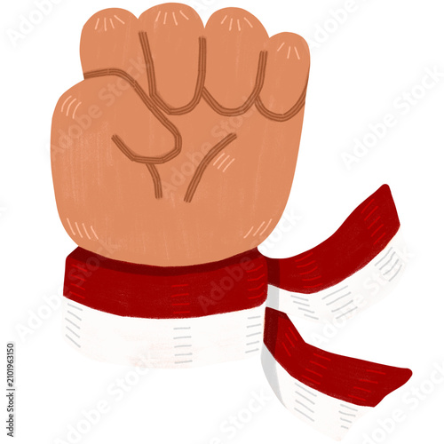Foto Hand and indonesian flag