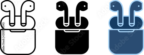 Fotografie Wireless earbuds with charging cases in different colors and styles