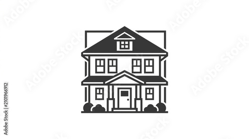 Classic Residential Victorian House Illustration.