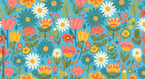 Naklejka Creative flower pattern background vector artistic masterly drawing
