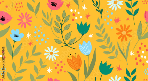Canvas Print Minimal flower pattern background vector sparse airy layout