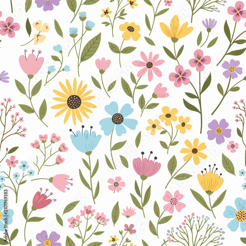 Old flower pattern background vector vintage nostalgic feel