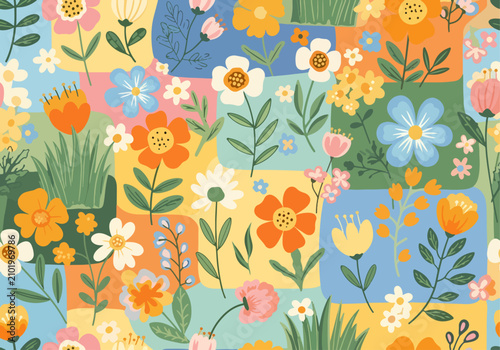 Whimsical flower pattern background vector magical wonderland texture