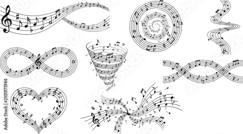 Photos Music notes wave
