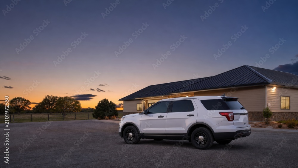 Fototapeta premium Mobile Crisis Response Team Unmarked mobile response vehicle outside