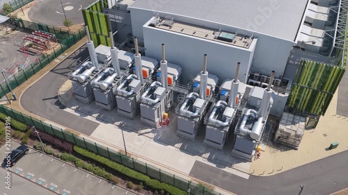 Aerial View of Data Center With Outdoor Generators