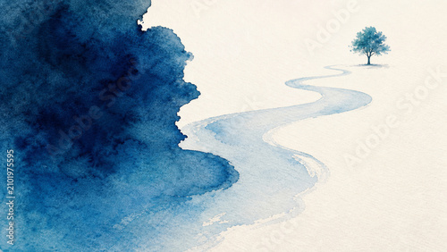 Watercolor Pigment Opens From A Dense Pool Into A Clear Paper Path