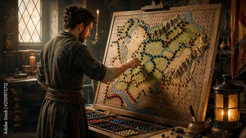 Designer Maps Game Routes With Beads On A Pegboard