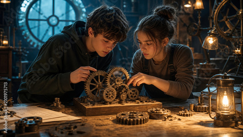 Teens Test A Physical Puzzle Mechanism Made From Plain Gears