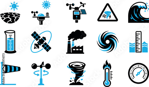 Foto Weather phenomena and meteorological equipment for forecasting.