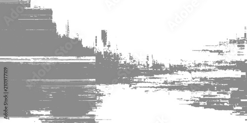 Canvastavla Glitchy distorted digital pattern with gray and white pixels and abstract shapes