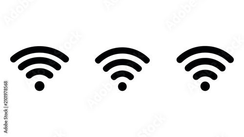 Photos Three wifi signal strength icons indicating wireless internet connection levels