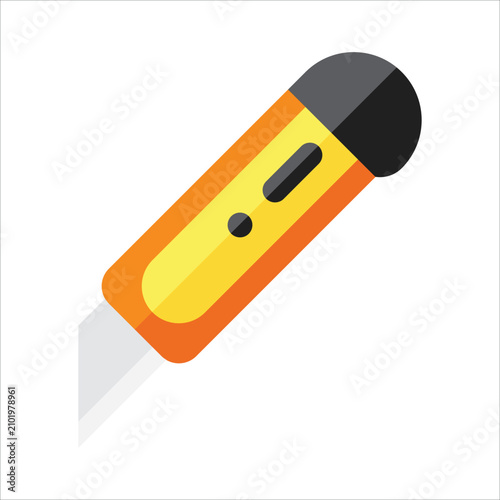 Utility knife icon flat vector design with stationary construction equipment