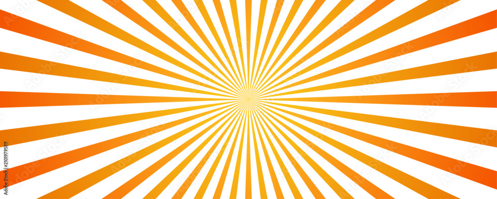 Fototapeta premium Radiant Sunburst Explosion Vibrant orange and yellow rays emanate from a central point, creating a powerful and energetic sunburst pattern, symbolizing light, warmth, and dynamism.