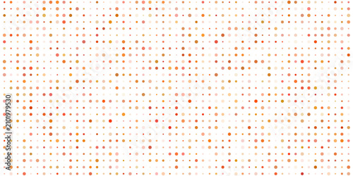 Картината върху платно Pixelated Grid Abstract soft focus of numerous tiny, randomly dispersed pixelated dots in varying shades of orange and brown against a stark white background, creating a subtle textured pattern