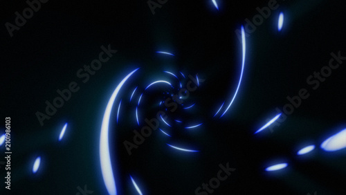 Фотография Futuristic hyperspace background with glowing neon light particles twisting in a spiral movement, symbolizing cyber data velocity
