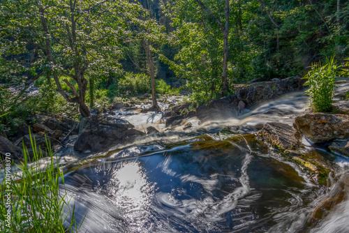 Scenic view of flowing water at Bunny Trail Falls, north of Parry Sound, Ontario.