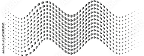 Bilde på lerret Wavy halftone pattern of gradient gray circles arranged in a flowing, undulating