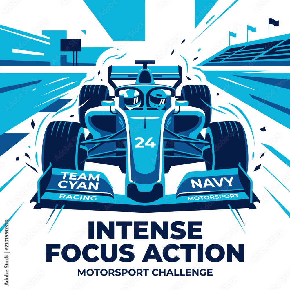 Obraz premium Intense Focus Action Motorsport Challenge Racing Car on Track High Speed Speeding