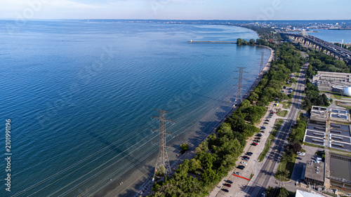 Obraz na płótnie Aerial view of Burlington Beach in Ontario.