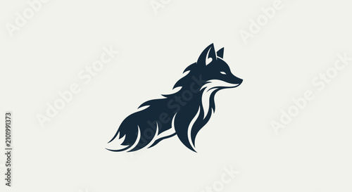 Fotografía Stylized fox silhouette profile logo on light background