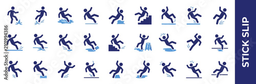 Quadro su tela Cautionary Falling Person Icons Set