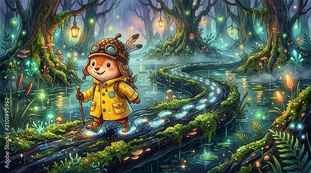 Fototapeta premium Pipkin Puddlejump leaving a glowing Forest