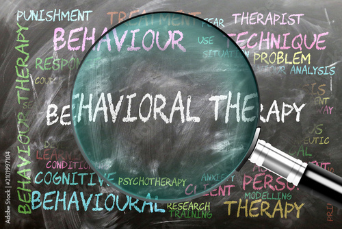 Behavioral Therapy being studied, examined - under close inspection. Most important subjects and ideas closely related to behavioral therapy. ,3d illustration