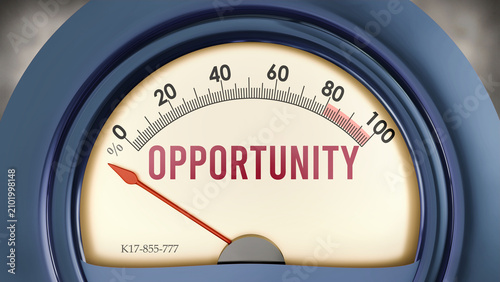 Opportunity that hits less than zero, showing an extremely low level of opportunity, none of it, insufficient. Minimum value, below the norm. Lack of opportunity. ,3d illustration