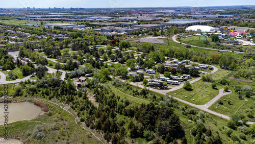 Aerial view of Indian Line Campground in Ontario.