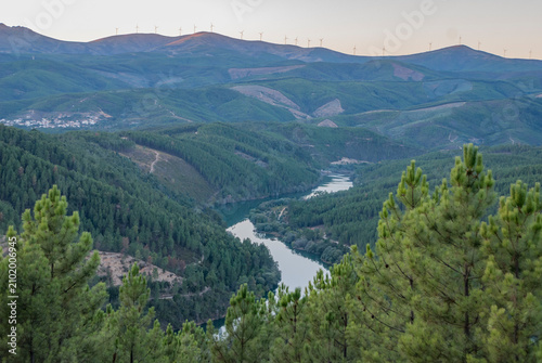 Zezere River winding through forested hills in Portugal