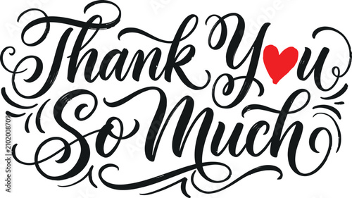 Foto Thank you so much calligraphy with heart