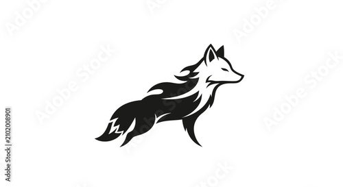 Foto Stylized running fox black silhouette logo.