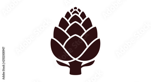 Foto Stylized artichoke vegetable icon with leaf patterns