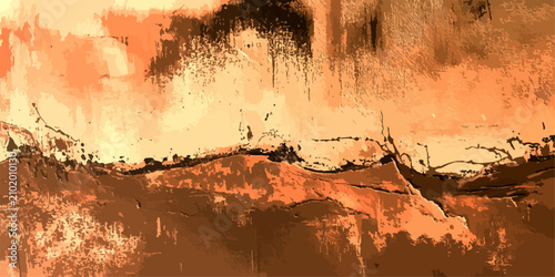 Bild auf Leinwand Martian Landscape Abstract A stylized, abstract depiction of a barren Martian landscape, rendered in earthy ochre and burnt sienna tones