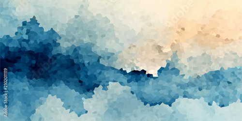 Принти на полотні Abstract Sky Serenity An abstract rendition of a sky at dusk, with brushstrokes of deep blues and warm oranges evoking a sense of calm and vastness