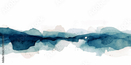 Fotografie Abstract Oceanic Hues A fluid, abstract depiction of oceanic hues using watercolor washes, evoking the serenity and vastness of the sea
