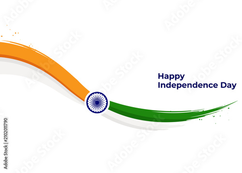 Indian Independence Day Tricolor Brush Stroke with Ashoka Chakra Vector Illustration