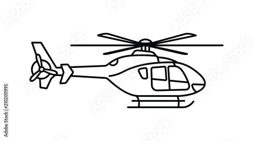 Quadro em tela Helicopter Line Art Silhouette aircraft aviation rotorcraft