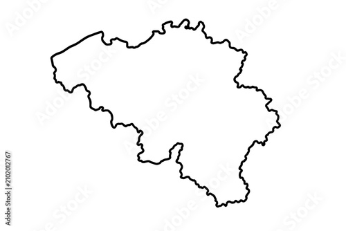 фотографія Outline map of Belgium in simple black line style