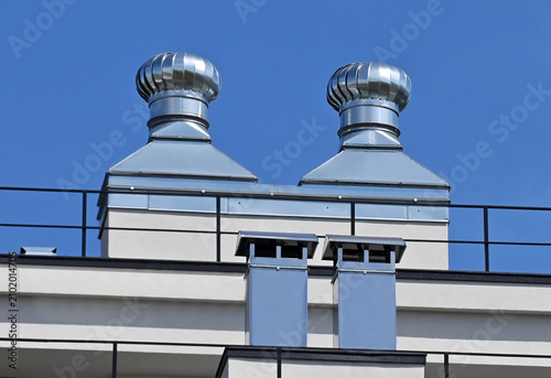 Fotografía Ventilation funnel and turbine rooftop vent cap