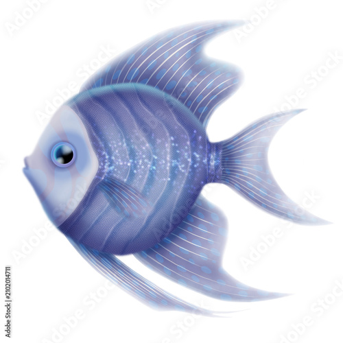 Cuadro en lienzo Cute Violet Ocean Fish Illustration Isolated on  Transperent Background