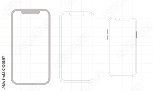 Modern Smartphone Mockup Outline Vector Template Isolated on White Background