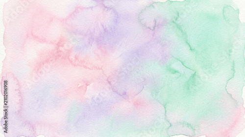 Pastel Watercolor Splash Background in Pink Purple and Green
