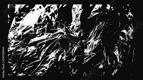 Cuadro en lienzo Abstract vector graphic illustration featuring sharp white crumpled plastic text