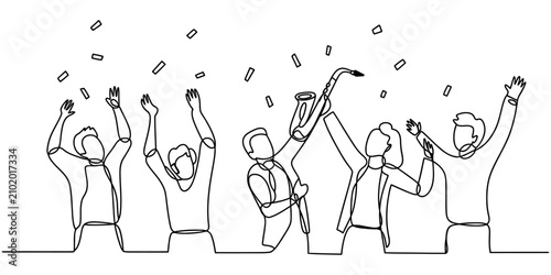 Obraz na plátně Group of happy people dancing at a party with music