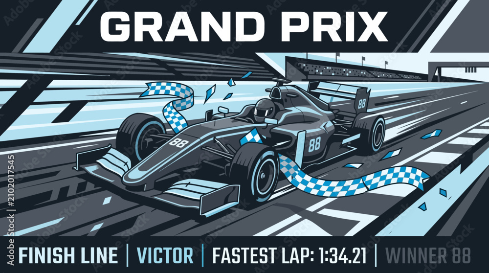 Obraz premium Dynamic Formula One Grand Prix Championship Victory Celebration